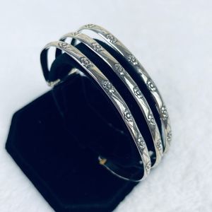 Sterling Floral Embossed Cuff Bracelet